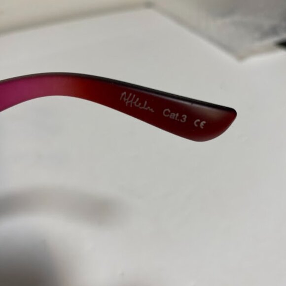 Affliction Red/Brown Gradient Wood Grain Women's Square Sunglasses - Picture 6 of 7